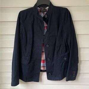 Talbots | NWOT Navy Button Down Jacket with Plaid Lining